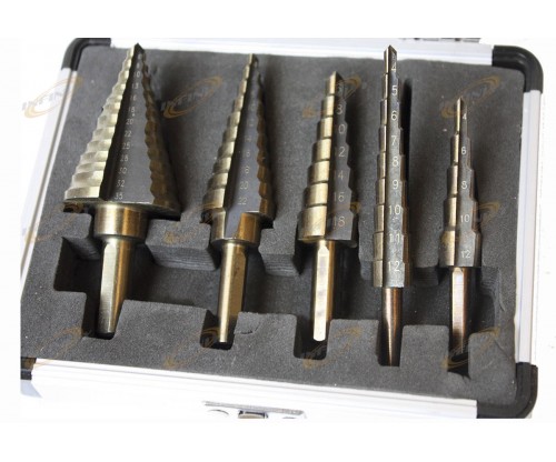 5pc High Speed Metric Multi Step Drill Bits Cobalt Coated Bit MM 2-Flutes